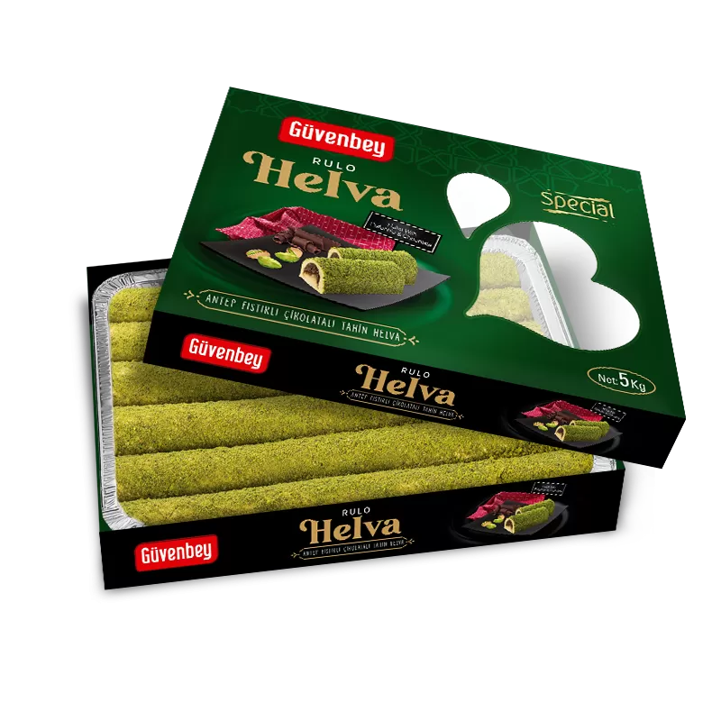 GUVENBEY Halva With Pistachio & Chocolate Roll Display